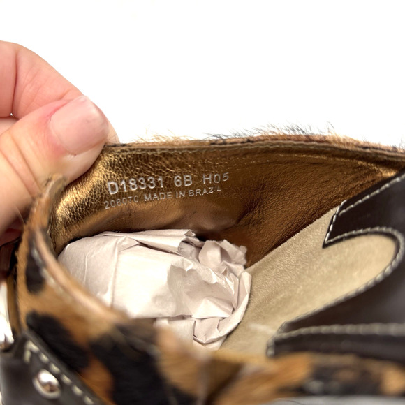 Cole Haan D18331 Leopard Print Cow Hair D-ring Brown Leather Wedge Clogs 6B - Picture 12 of 16